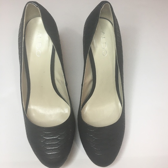 Aldo Black Snake Skin Pump 6.5 - Picture 4 of 8